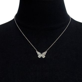 1 Carat Baguette Diamond Butterfly Necklace In Sterling Silver, 16 Inches. NEVER OFFERED BEFORE ANYWHERE.  SPECTACULAR DEAL