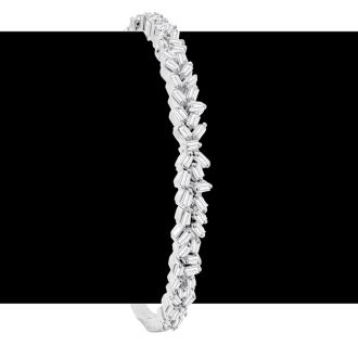 1 Baguette Diamond Bangle Bracelet In Sterling Silver. Very Unusual Beautiful Baguette Diamond Bangle!