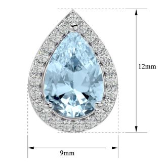Aquamarine Earrings: Aquamarine Jewelry: 2 1/2 Carat Aquamarine and Diamond Pear Shape Stud Earrings In 14 Karat White Gold 