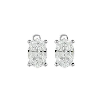 1 Carat Oval Shape Moissanite Stud Earrings In Platinum