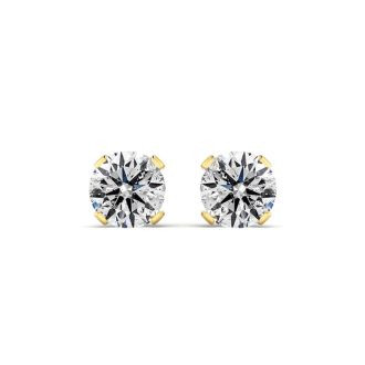 Diamond Stud Earrings! 1/2 Carat Stud Earrings In Yellow Gold.  Shiny, Shimmering, Bright Natural Diamonds!