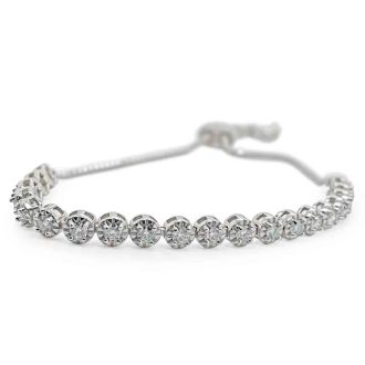 Almost 1 Carat Moissanite Tennis Bracelet In Sterling Silver, Adjustable 6-9 inches