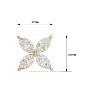 2 Carat Marquise Shape Diamond Cluster Stud Earrings In 14 Karat Yellow Gold