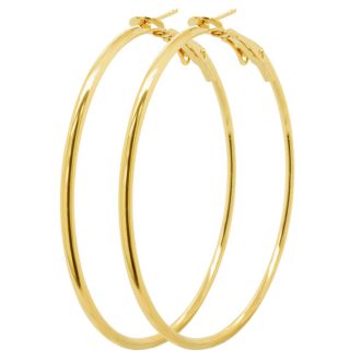 Set of Three Yellow Gold Tone Hoop Earrings - 1, 1 1/2 and 2 Inches