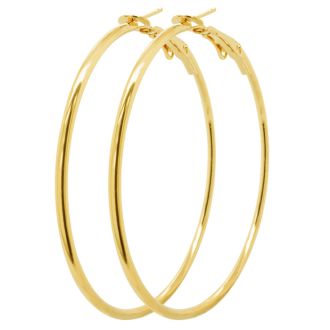 Set of Three Yellow Gold Tone Hoop Earrings - 1, 1 1/2 and 2 Inches