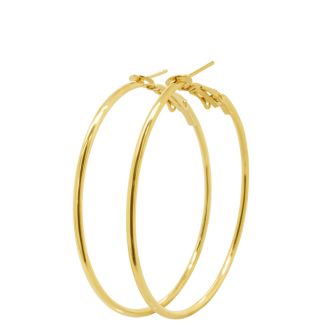 Set of Three Yellow Gold Tone Hoop Earrings - 1, 1 1/2 and 2 Inches