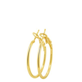 Set of Three Yellow Gold Tone Hoop Earrings - 1, 1 1/2 and 2 Inches