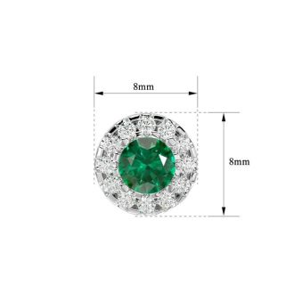 1 Carat Emerald and Halo Diamond Stud Earrings In 14 Karat White Gold