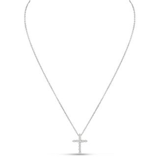 2 3/4 Carat Diamond Cross Necklace In 14 Karat White Gold, 18 Inches Cable Chain