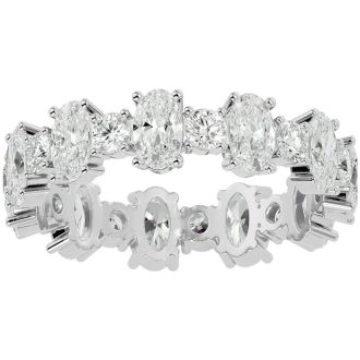 3 1/2 Carat Oval and Round Diamond Eternity Ring In 14 Karat White Gold, Ring Size 6