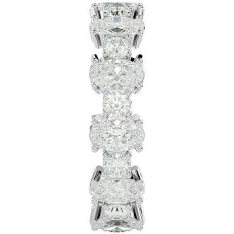 3 1/2 Carat Oval and Round Diamond Eternity Ring In 14 Karat White Gold, Ring Size 6