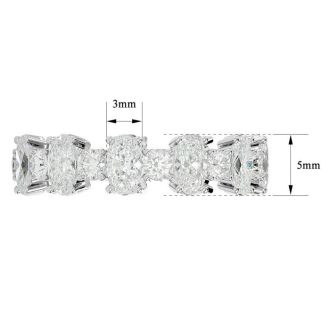 3 1/2 Carat Oval and Round Diamond Eternity Ring In 14 Karat White Gold, Ring Size 7.5