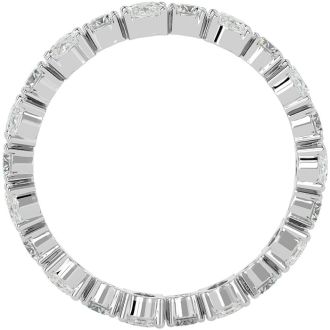 3 3/4 Carat Oval and Round Diamond Eternity Ring In 14 Karat White Gold, Ring Size 8