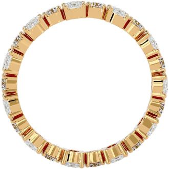 3 Carat Oval and Round Diamond Eternity Ring In 14 Karat Yellow Gold, Ring Size 4.5