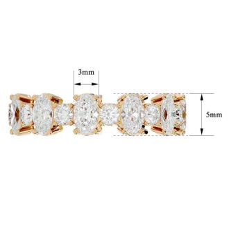 3 Carat Oval and Round Diamond Eternity Ring In 14 Karat Yellow Gold, Ring Size 4.5