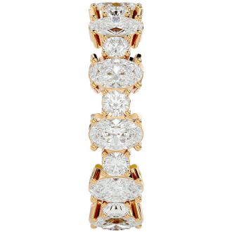 3 1/2 Carat Oval and Round Diamond Eternity Ring In 14 Karat Yellow Gold, Ring Size 6