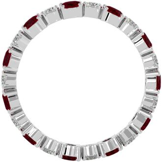 Eternity Ring Size 7 3 1/2 Carat Ruby and Moissanite Eternity Ring In 14 Karat White Gold