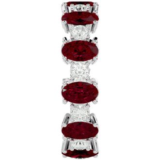 Eternity Ring Size 9 3 3/4 Carat Ruby and Moissanite Eternity Ring In 14 Karat White Gold