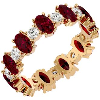 Eternity Ring Size 4.5 3 Carat Ruby and Moissanite Eternity Ring In 14 Karat Yellow Gold