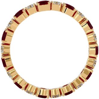 Eternity Ring Size 4.5 3 Carat Ruby and Moissanite Eternity Ring In 14 Karat Yellow Gold