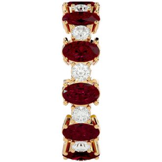 Eternity Ring Size 4.5 3 Carat Ruby and Moissanite Eternity Ring In 14 Karat Yellow Gold