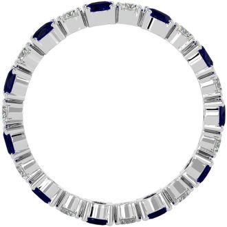 Eternity Ring Size 6.5 3 1/2 Carat Sapphire and Diamond Eternity Ring In 14 Karat White Gold