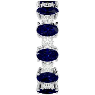 Eternity Ring Size 6.5 3 1/2 Carat Sapphire and Diamond Eternity Ring In 14 Karat White Gold