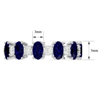 Eternity Ring Size 9 3 3/4 Carat Sapphire and Diamond Eternity Ring In 14 Karat White Gold