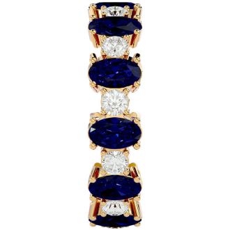 Eternity Ring Size 7 3 1/2 Carat Sapphire and Diamond Eternity Ring In 14 Karat Yellow Gold