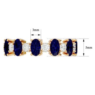 Eternity Ring Size 7.5 3 1/2 Carat Sapphire and Diamond Eternity Ring In 14 Karat Yellow Gold