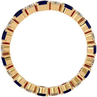 Eternity Ring Size 9 3 3/4 Carat Sapphire and Diamond Eternity Ring In 14 Karat Yellow Gold