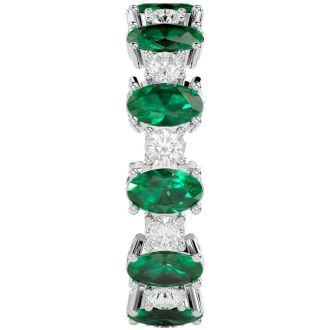 Eternity Ring Size 7 3 1/2 Carat Emerald and Moissanite Eternity Ring In 14 Karat White Gold