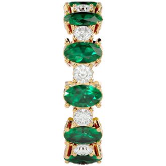 Eternity Ring Size 6.5 3 1/2 Carat Emerald and Moissanite Eternity Ring In 14 Karat Yellow Gold