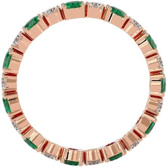 Eternity Ring Size 4.5 3 Carat Emerald and Moissanite Eternity Ring In 14 Karat Rose Gold