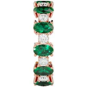 Eternity Ring Size 4.5 3 Carat Emerald and Moissanite Eternity Ring In 14 Karat Rose Gold