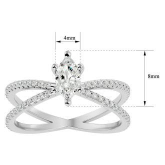 3/4 Carat Marquise Shape Diamond Engagement Ring In 14 Karat White Gold