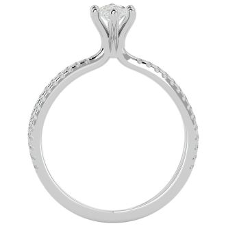 1 Carat Marquise Shape Diamond Engagement Ring In 14 Karat White Gold