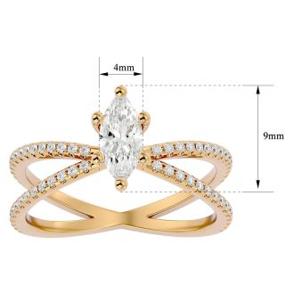 1 Carat Marquise Shape Diamond Engagement Ring In 14 Karat Yellow Gold