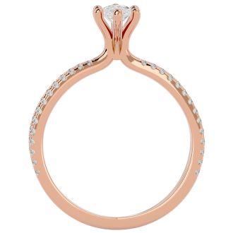 1 Carat Marquise Shape Diamond Engagement Ring In 14 Karat Rose Gold