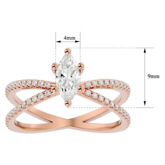 1 Carat Marquise Shape Diamond Engagement Ring In 14 Karat Rose Gold