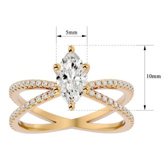 1 1/4 Carat Marquise Shape Diamond Engagement Ring In 14 Karat Yellow Gold