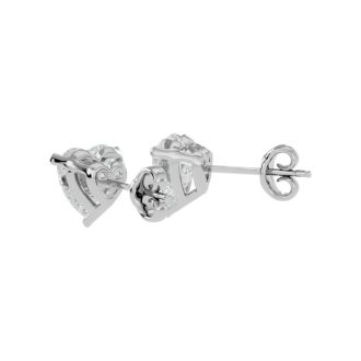 1 Carat Heart Shape Moissanite Stud Earrings In 14 Karat White Gold