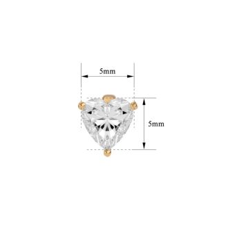 1 Carat Heart Shape Moissanite Stud Earrings In 14 Karat Yellow Gold