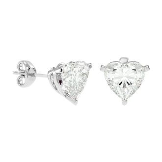 1 1/2 Carat Heart Shape Moissanite Stud Earrings In Platinum