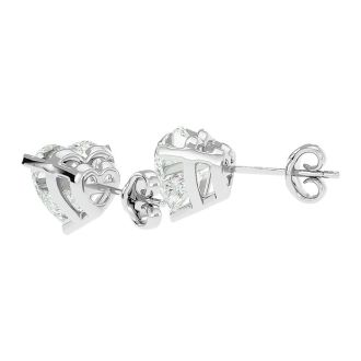 1 1/2 Carat Heart Shape Moissanite Stud Earrings In Platinum