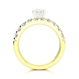 3/4 Carat Matching Wedding Band for a Princess Center Engagement Ring In 14K Yellow Gold 