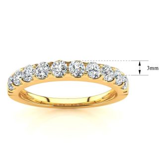 3/4 Carat Matching Wedding Band for a Princess Center Engagement Ring In 14K Yellow Gold 