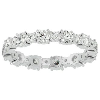 1 1/2 Carat Diamond Eternity Ring In 14 Karat White Gold, Ring Size 4.5