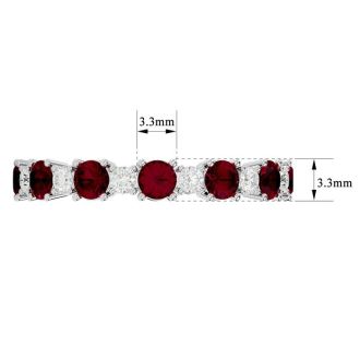 1 1/2 Carat Ruby and Moissanite Eternity Ring In 14 Karat White Gold, Ring Size 7.5