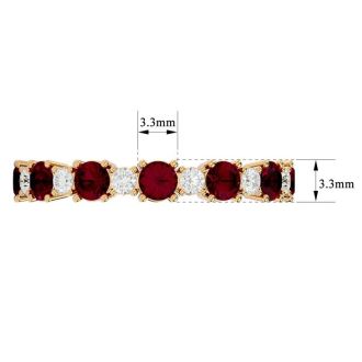 1 1/2 Carat Ruby and Moissanite Eternity Ring In 14 Karat Yellow Gold, Ring Size 5